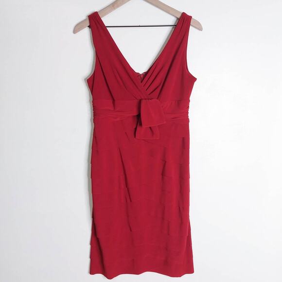 Jones New York Tiered Red Sleeveless Dress 10 - Picture 1 of 8